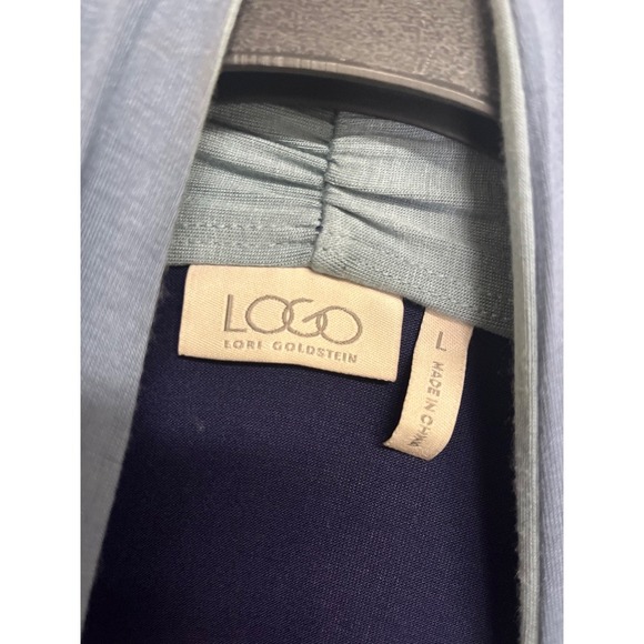 LOGO Women's Two-Tone Draped Vest Navy & Light Blue Size L - Picture 3 of 6